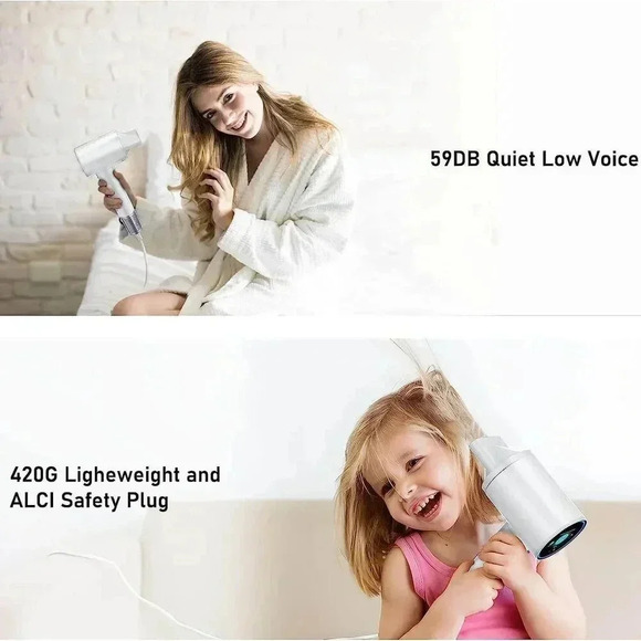 White 3 Mode Brushless Ionic Hair Dryer with Display‎ Screen Diffuser - Picture 7 of 7